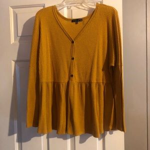 Glitzy Girlz Boutique mustard colored peplum top